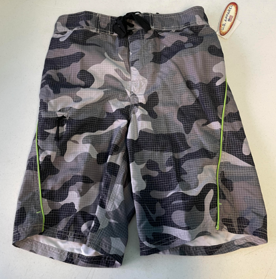 FS59 Grey Camo and Green Men's Swim Shorts SIZE Large