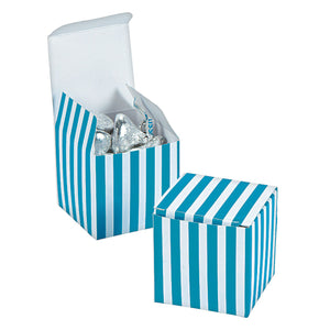 X03 Turquoise Striped Small 2" Square Boxes Pack of 12