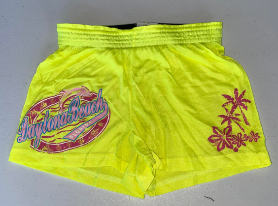 FS457 Neon Yellow Daytona Beach Kids Shorts SIZE XS