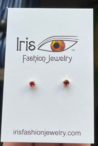 FS669 24KT. Gold Garnet Earrings