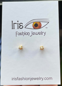 FS642 24KT. Gold Pearl Star Earrings
