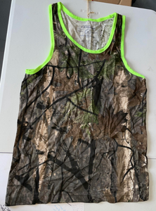 FS483 Camo & Neon Green Men's Tank Top SIZE Small